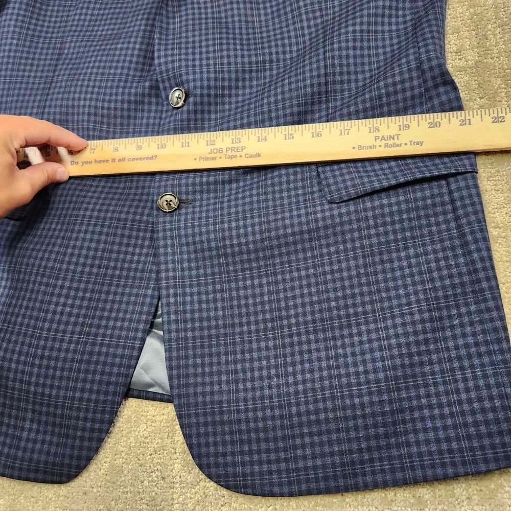 Brooks Brothers Blazer Men 44L Blue Plaid Gingham Check Regent Fit Wool Jacket